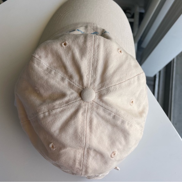 *Limited Edition* Peach & Lily Embroidered Cream Canvas Baseball Cap - Picture 3 of 9